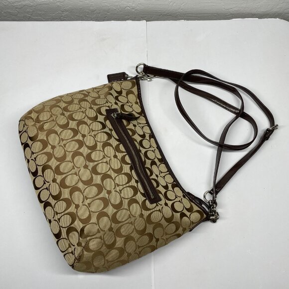 Coach Signature Handbag Purse F29941 Brown Canvas Monogram Crossbody Shoulder - Picture 3 of 10